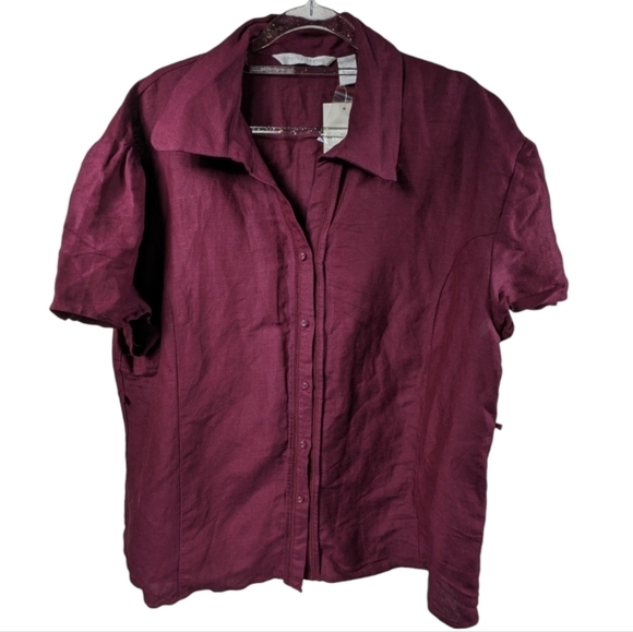 Sherry Taylor NWT Ramie Blend Button Down Top Sz 2X - Picture 1 of 7